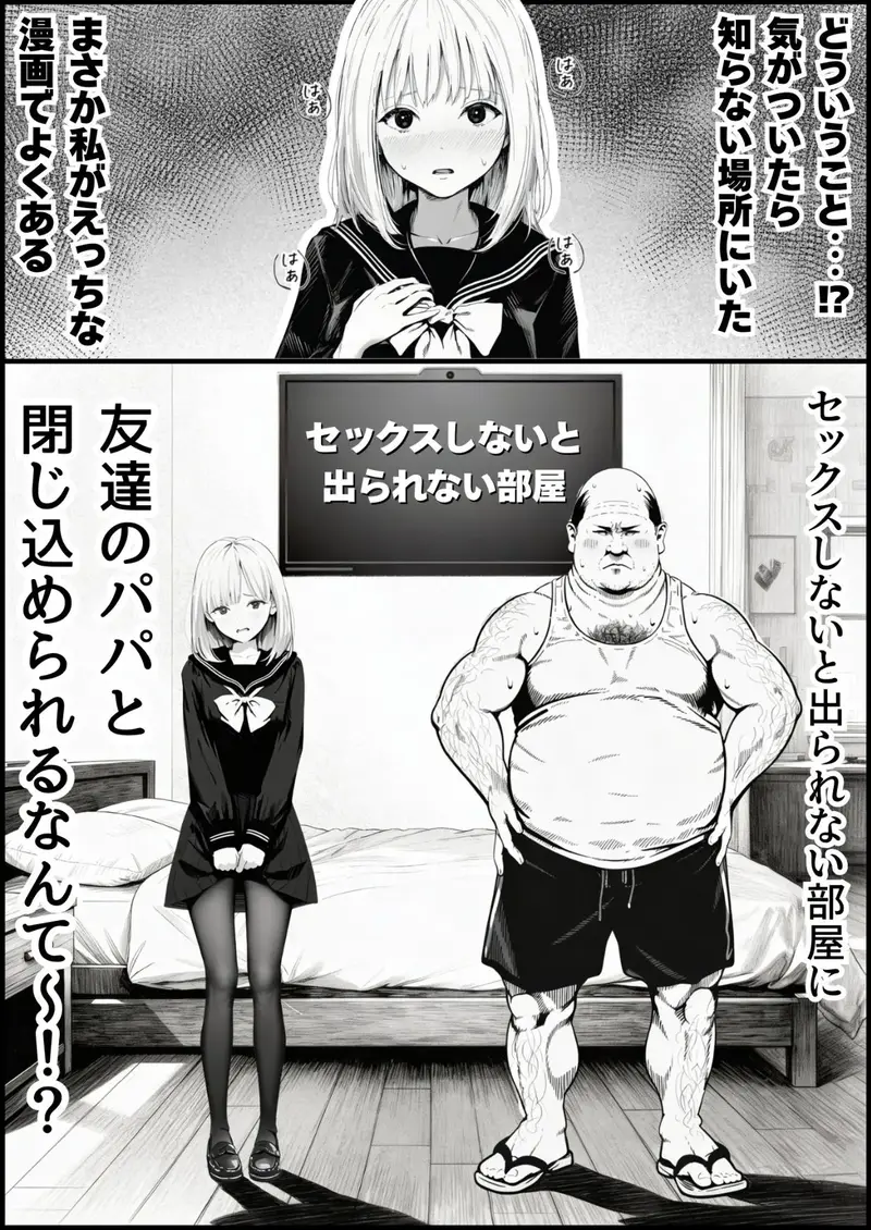 セックスしないと出られない部屋に親友のパパと閉じ込められたんですけど〜！？ サンプル画像 1枚目